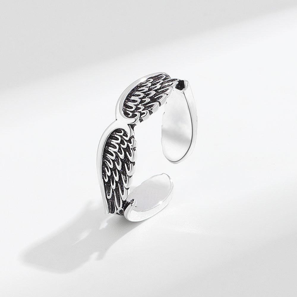 Retro Angel Wings Creative Ring For Women Men Silver Color Punk Gothic Open Ring Handmade Jewelry Unisex Accessories Lovers Gift