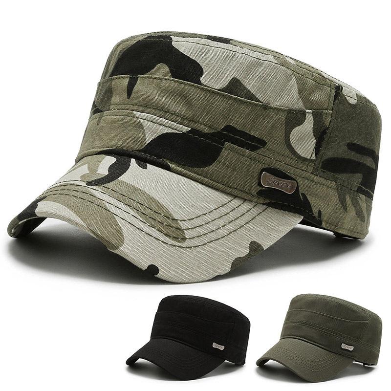 Hat Men's Spring Summer Duck Tongue Sun Hat Outdoor Travel Versatile Flat Top Hat Camouflage Military Hat