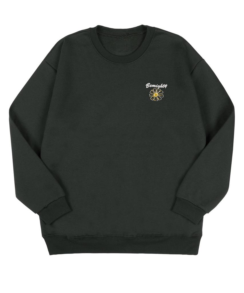 BEMIGHTY Stitch Flower Brushed Oversized Sweatshirt [Melan Grey]