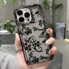 Ästhetisches Schwarzes Blumen Schmetterling Handyhülle für iPhone 11 12 13 Pro Hülle 14 15 16 17 Pro Max 17Air 16 Plus Klare TPU Abdeckung Hüllen