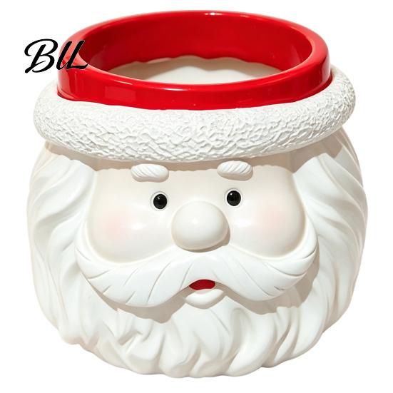 Christmas Themed Desk Accessory Cute Santa Claus Resin Flowerpot, Decorative Desktop Window Sill Decoration Planter, Hand Painted Container for Indoor