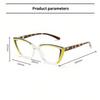 Trendy Retro Cat Eye Pochromic Reading Glasses Women Men Splicing Colored Blue Light Blocking Eye Protection Unisex Glasses