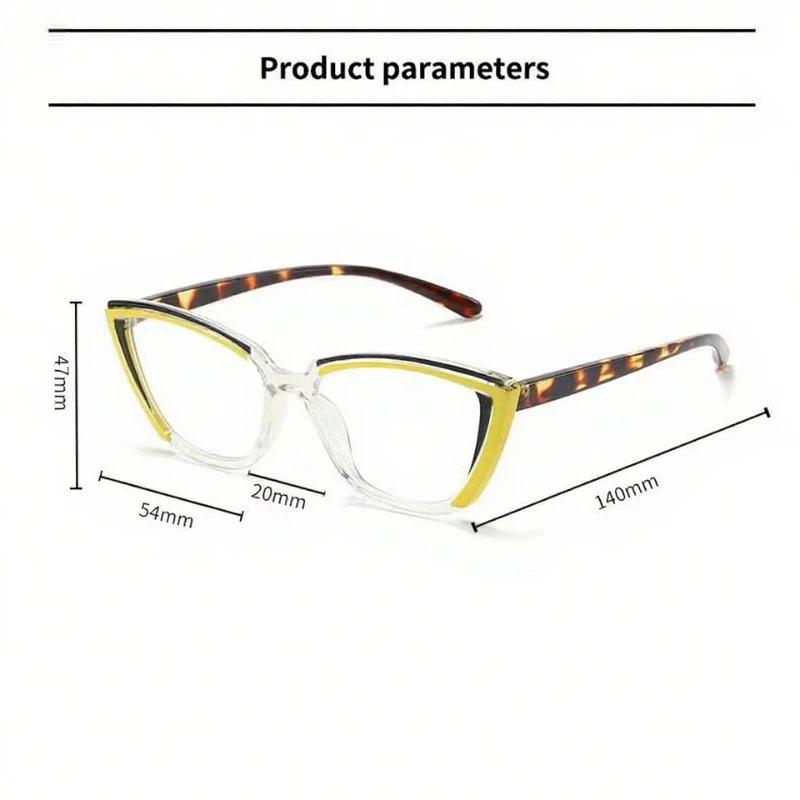 Trendy Retro Cat Eye Pochromic Reading Glasses Women Men Splicing Colored Blue Light Blocking Eye Protection Unisex Glasses