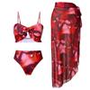 Three-piece Split Print Sexy Women's Swimsuit High-waist Slim Bikini