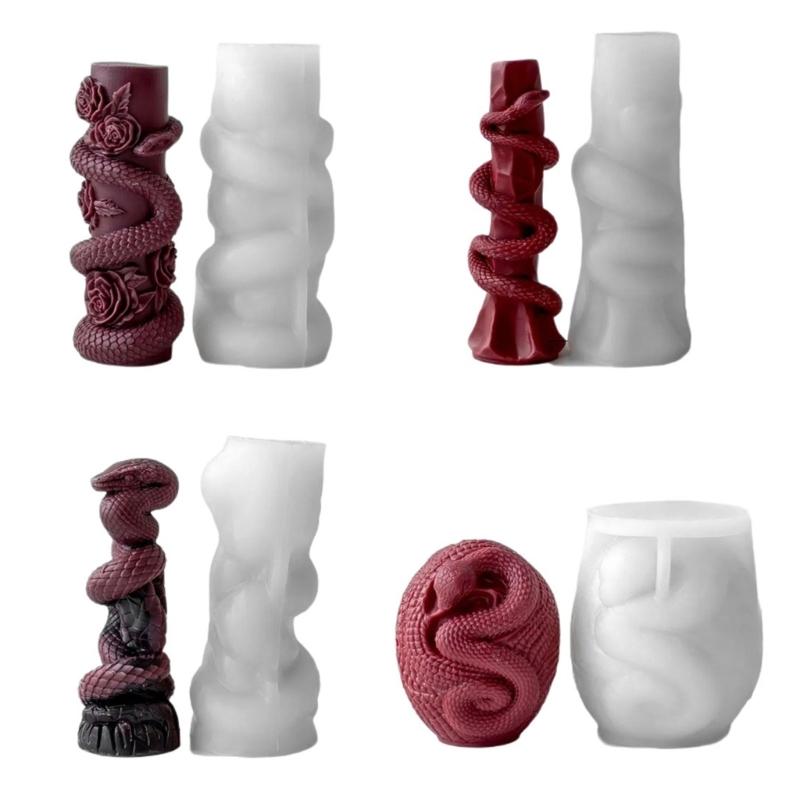 Geprägte Schlangen Zylinder Silikon Säulenkerzenformen für Kerzen Seife Epoxidharz Silikonformen für Heimdekoration