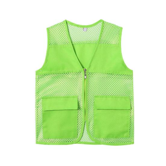 Vydutá léga na zip Dvojité kapsy Pracovní vesta s výstřihem do V Světlá barva Unisexová vesta volného střihu