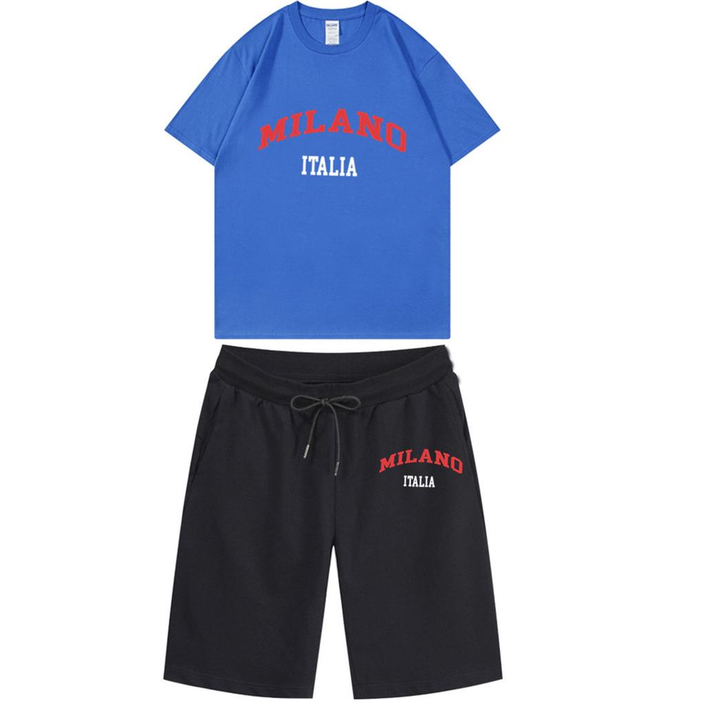 Unisex Jogging Set With Short Sleeved Shorts  Two-piece Set