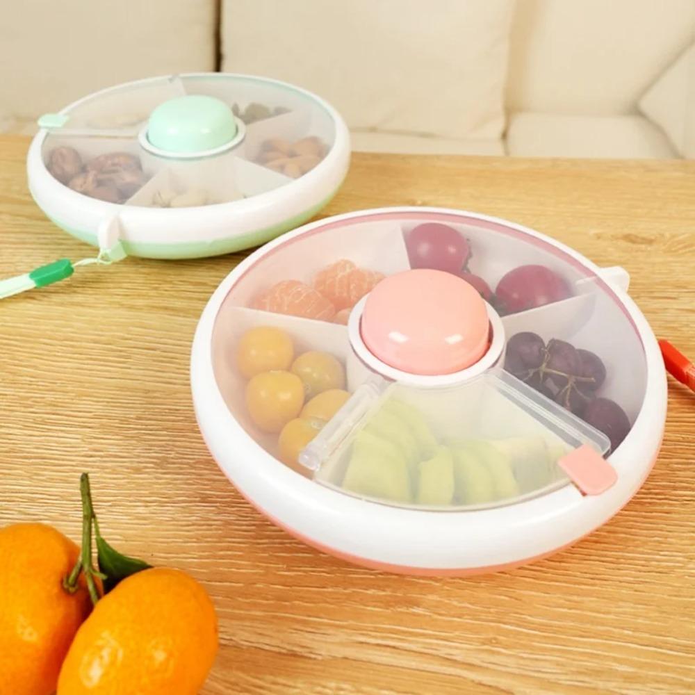 5 Compartments Snack Spinner Portable Snack Storage Box Dry Fruit Tray Sealed Fruit Tray  Car Rides