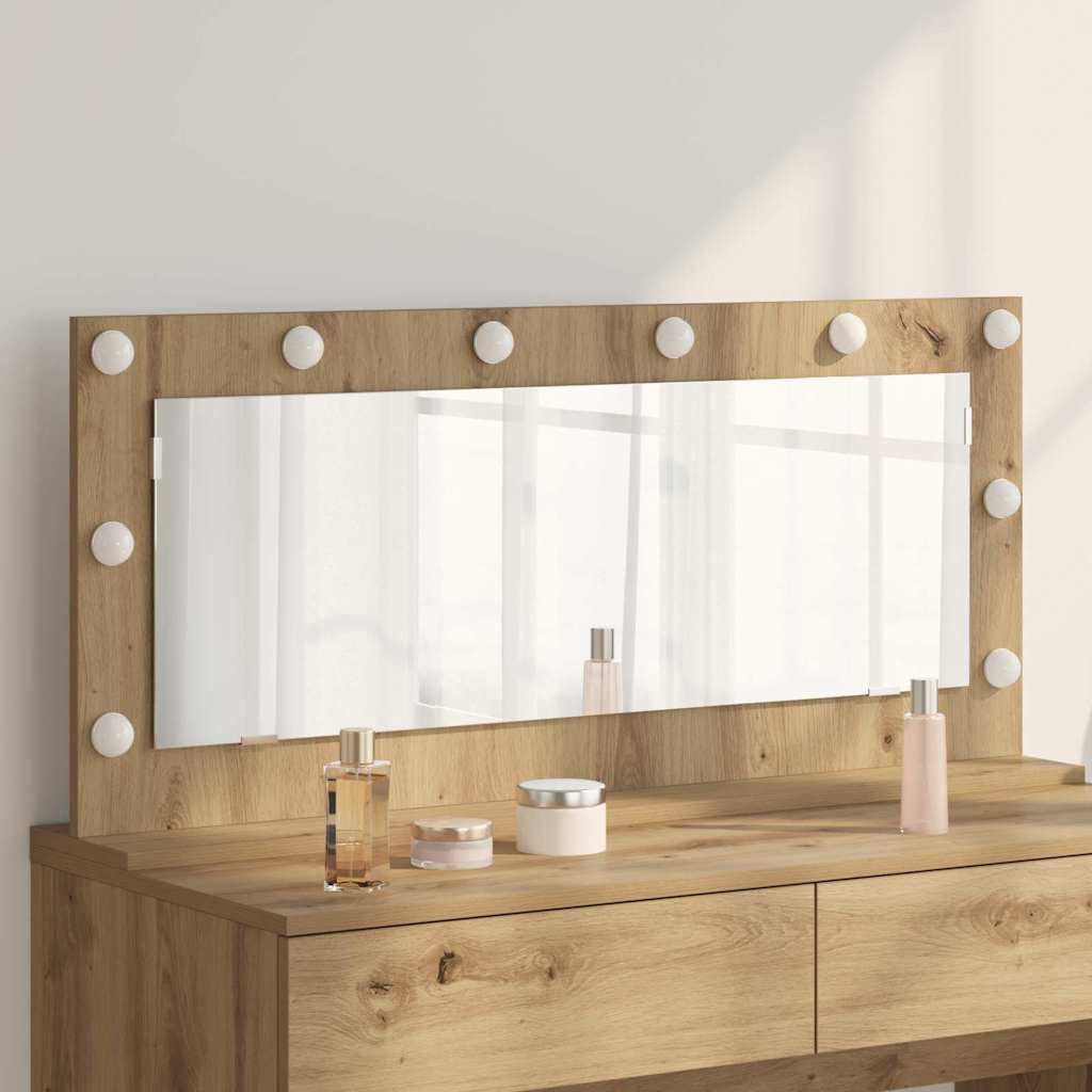 Rectangular Washbasin Mirror Artisan Oak Finish 100 x 45 x 18 cm