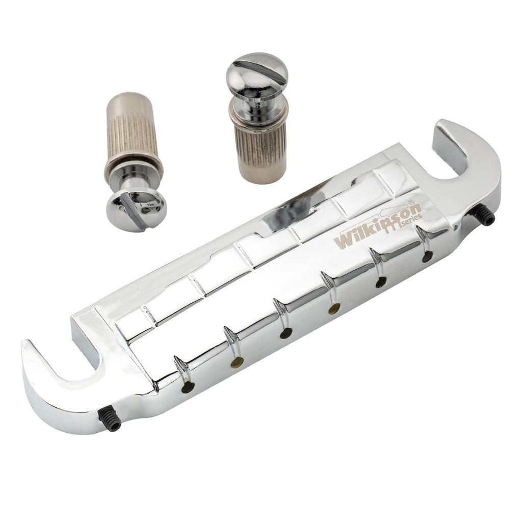 Wilkinson WOGT2 10.4mm Wraparound Bridge Tailpiece for USA Les Paul, Epiphone, and SG Electric Guitars, Chrome