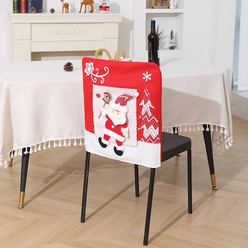 3D Cartoon Santa, Snowman & Reindeer Chair Covers - Christmas & New Year Decorations