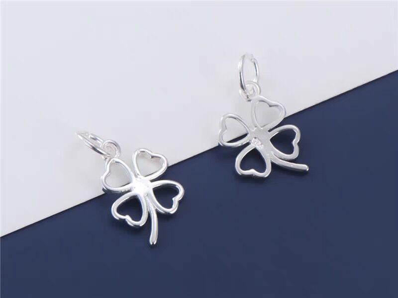 DIY S925 Sterling Silver Beaded Pearl Bracelet with Four-Leaf Clover Pendant