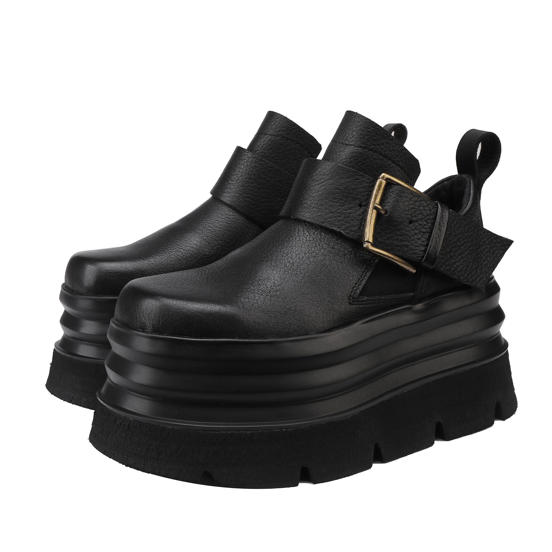 

Женская универсальная обувь на толстой подошве - Премиальная коровья кожа, легкая платформа, коллекция Осень/Зима 2025. 36 чёрный