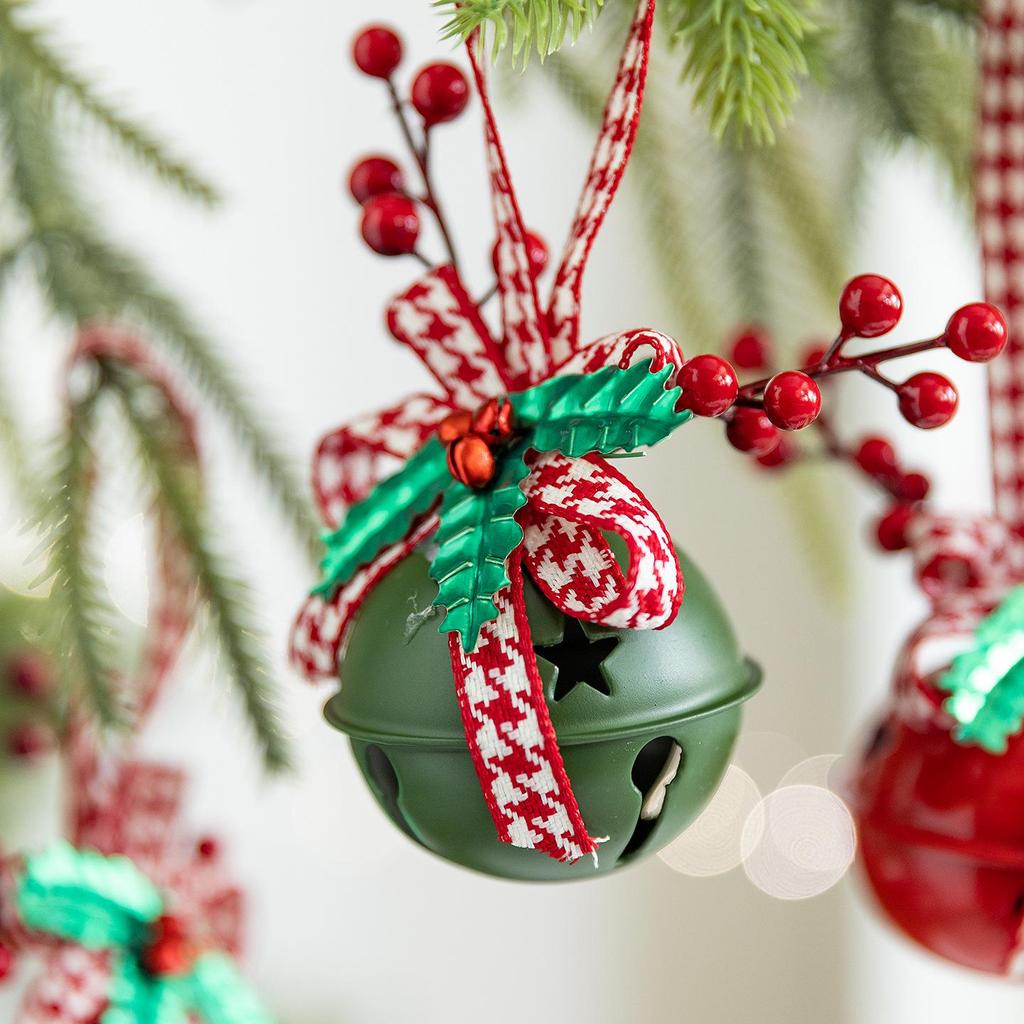 British Iron Art Christmas Tree Ornaments: Star, Snowflake, Bells, Jute Rope, and Berry Accessories