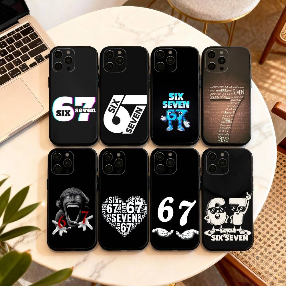 67 S-Six S-Seven Phone Case For iPhone 17,16,15,14,13,12,11 Plus,Pro Max,XS,Soft Silicone Black Cover