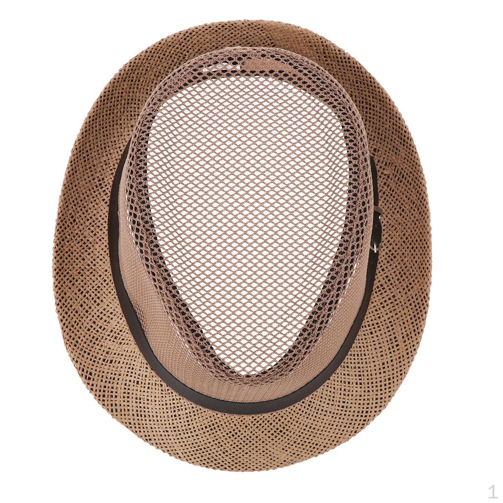 Men Women Linen Panama Hats Fedora Trilby Cap Short Brim Straw Sun Hat Travel Floppy Packable