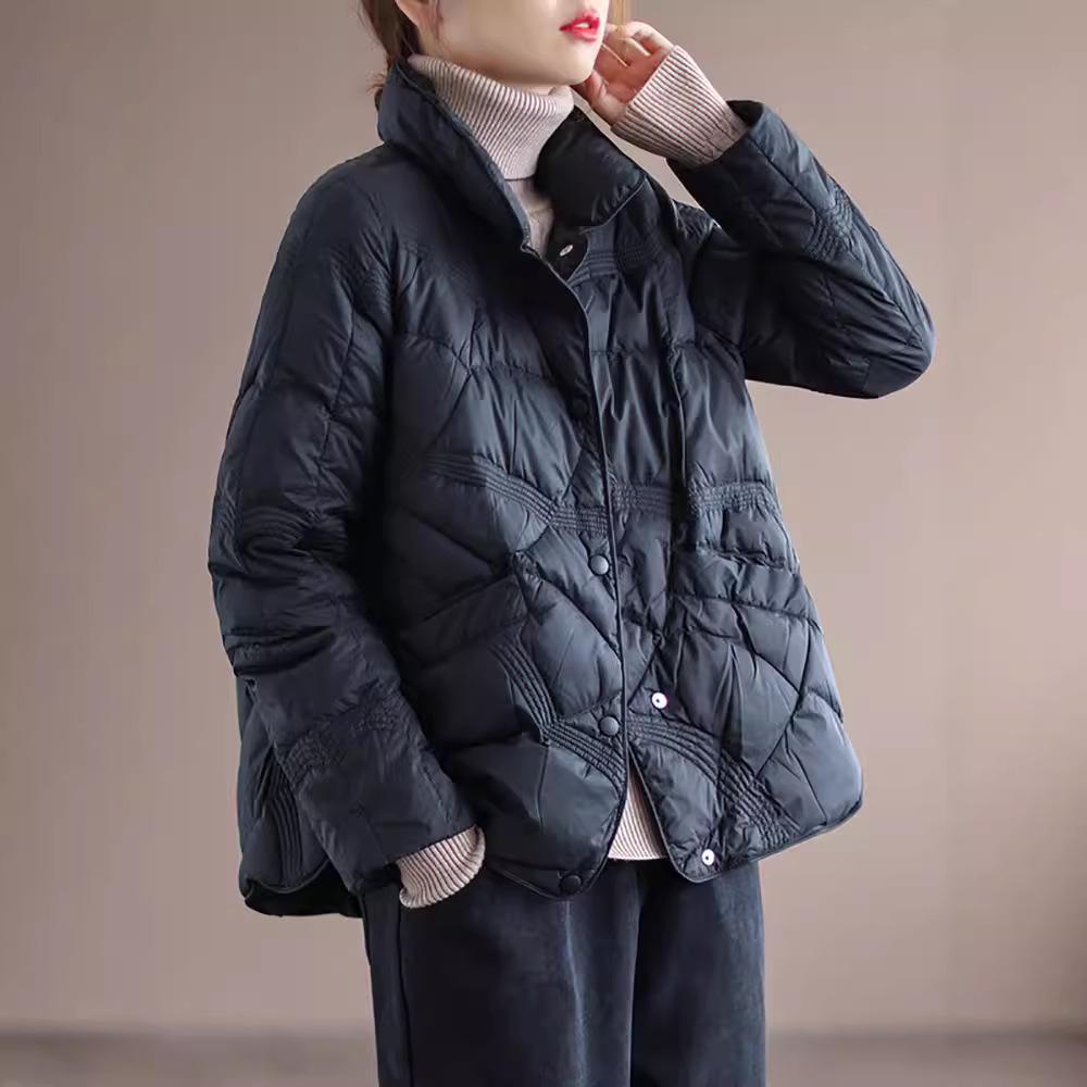 Women's 2026 Petite Winter Down Jacket with Xiangyun Pattern - Lightweight, Fashionable, Warm Outerwear with Stand Collar
