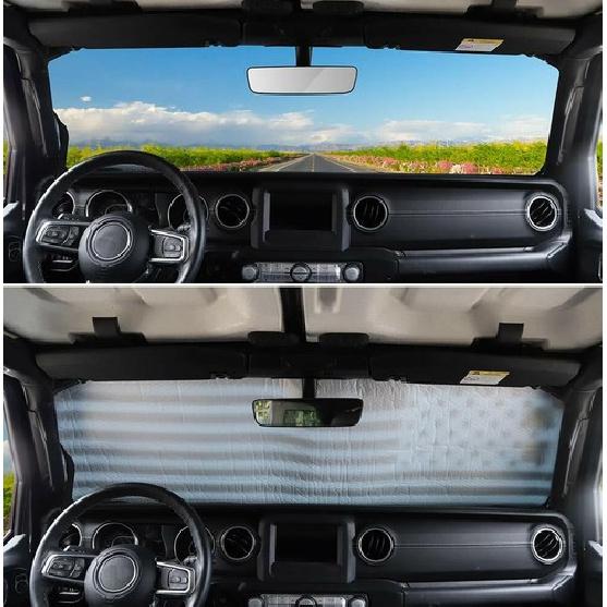 Front Windshield Sunshade Sun Shade Heat Visor for Jeep Wrangler JL JLU 2018+