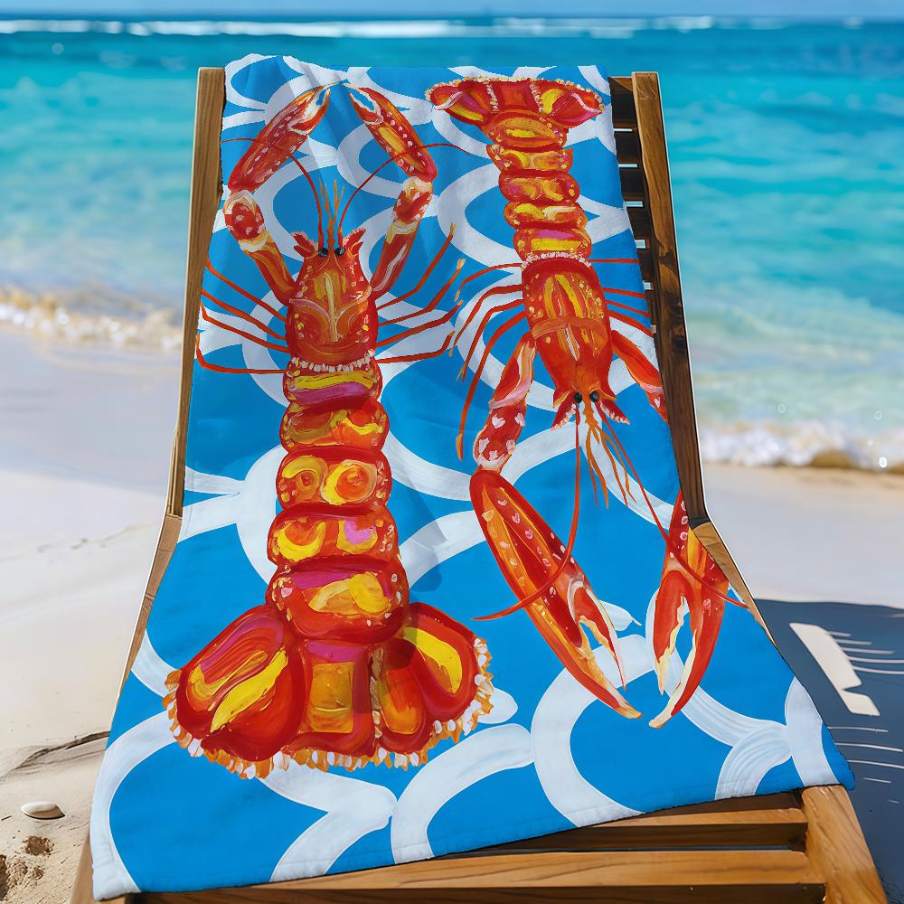 Art Colorful Lobster Ocean Towel Sports Quick Dry Travel Camping Gear Sandproof Soft Light Large Beach Towel