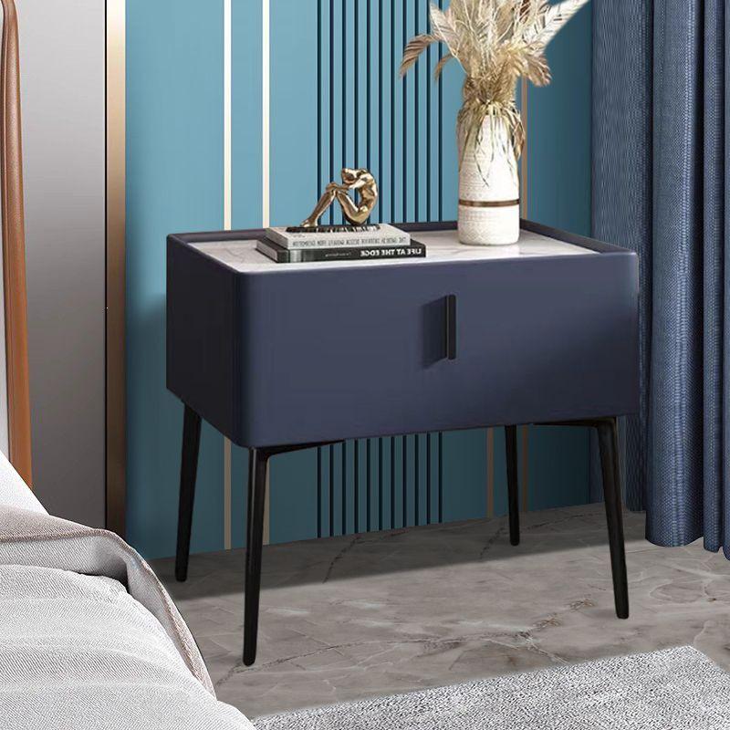 Fully Assembled Modern Italian-Style Leather Bedside Table with Storage