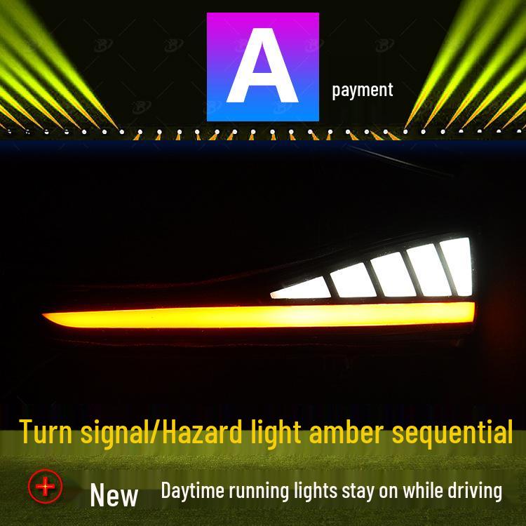 Infiniti Q30 Sequential Rearview Turn Signal Light with Blue DRL & Dragon Scale Design.