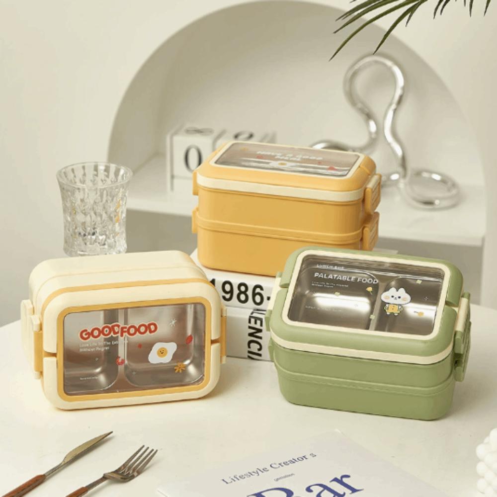 1200ml Compartment Lunch Box 2 Layer Food Container Practical Lunch Storage Container  For Camping
