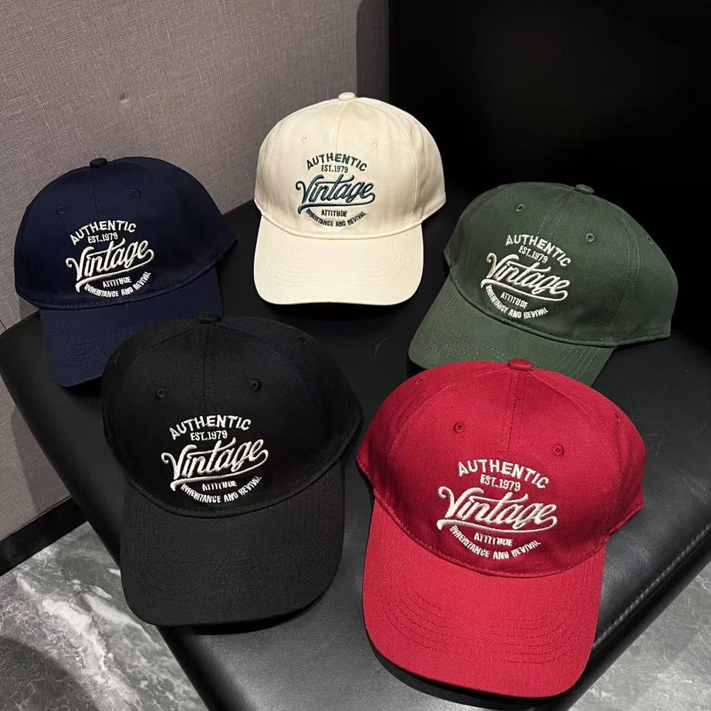 Vintage Embroidered Cap Three-dimensional Letter Embroidered Baseball Cap Personalized Letter Men's and Women's Hats Sun Hat