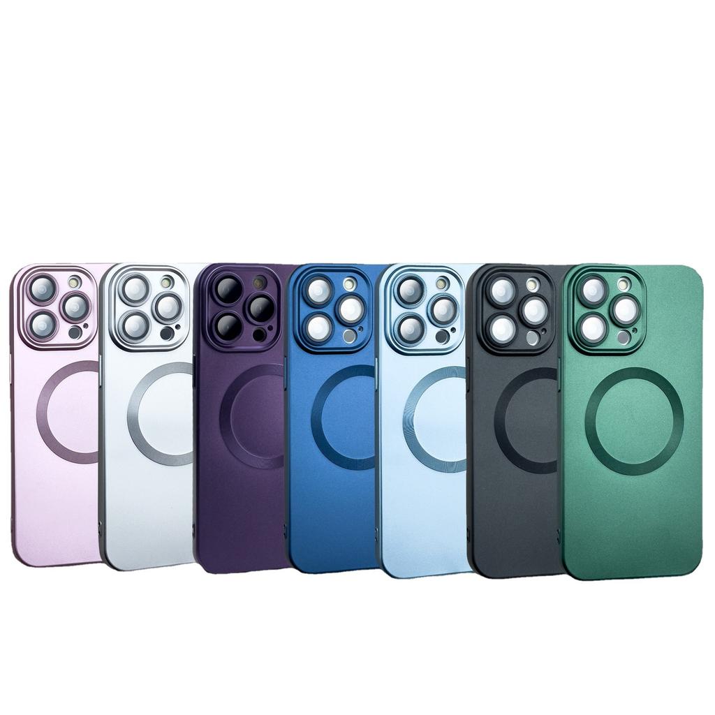Suitable for IPhone15 Paint Magnetic Phone Case with Matte Finish, 14 Apple 16proMax Fully Wrapped Lens Film