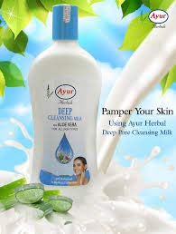 Ayur Herbals Deep Pore Cleansing Milk for All Skin Types – Herbal Face Cleanser with Aloe Vera & Rose, Removes Dirt & Makeup (200ml)