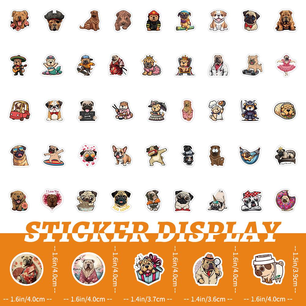 100Pcs/Set Pug Mini Pets Dogs Stickers DIY Fashion Decals Stickers