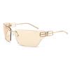 New narrow box metal sunglasses, European and American trendy cool personality thin leg sunglasses ins style fashion sunshades