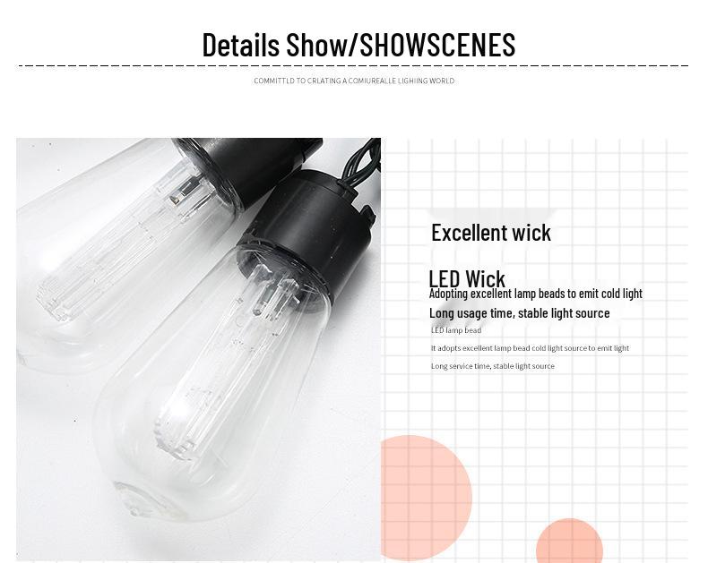 Waterproof LED Edison Bulb String Lights with Remote Control - Decorative Filament Globe for Patio, Tent, Camping, and Holidays