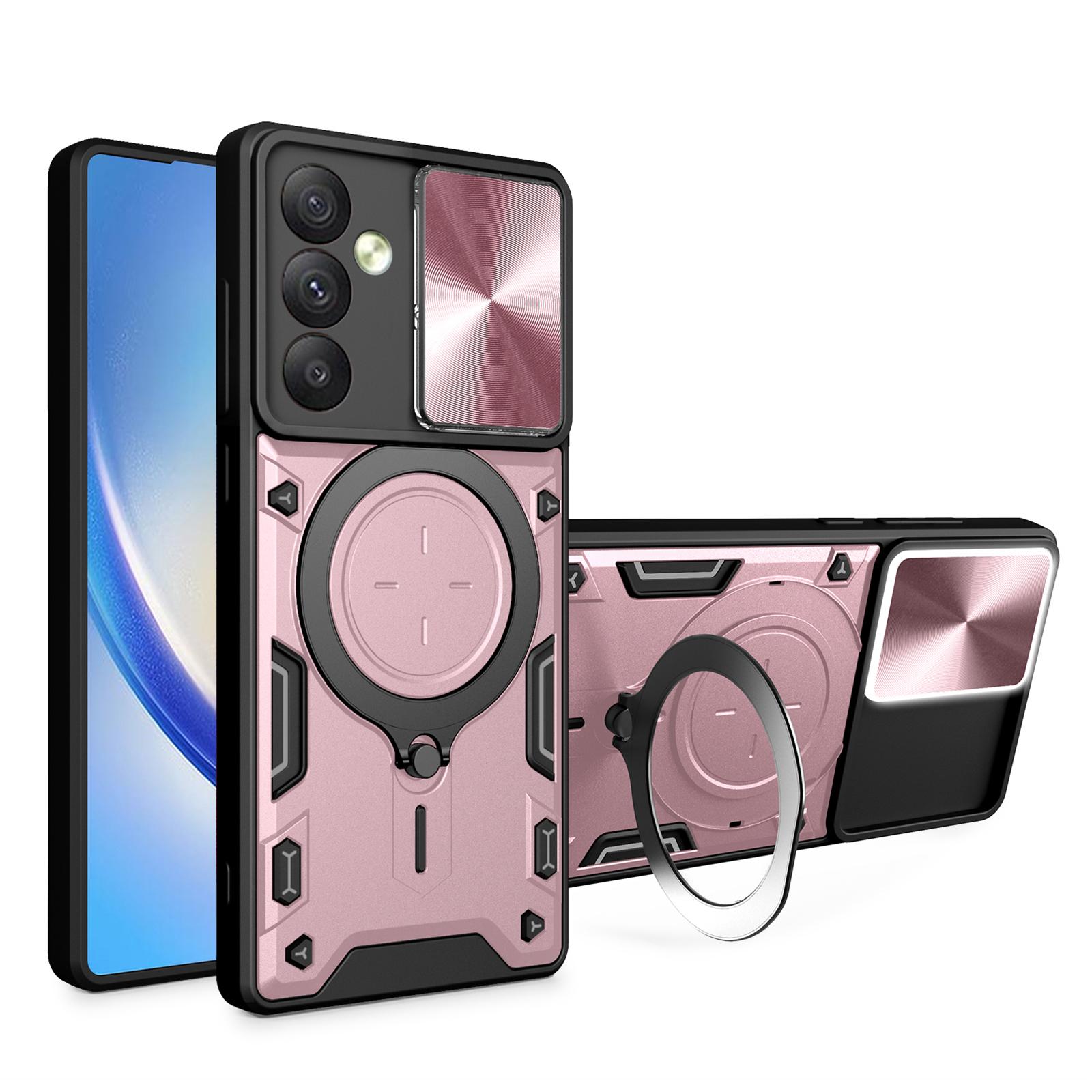 

For Samsung Galaxy A54 5G Slide Lens Protection Phone Case TPU+PC Kickstand Cover Pink