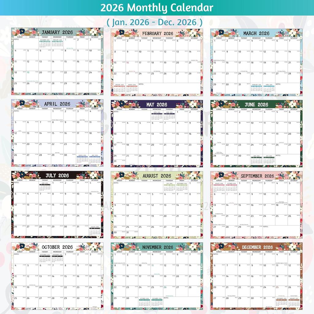 Desk Calendar 2026 - Standing Flip Desktop Calendar 2026, 12 Months(January 2026 - December 2026), 11" x 8.5", Large with Notes, To-dos, Yearly