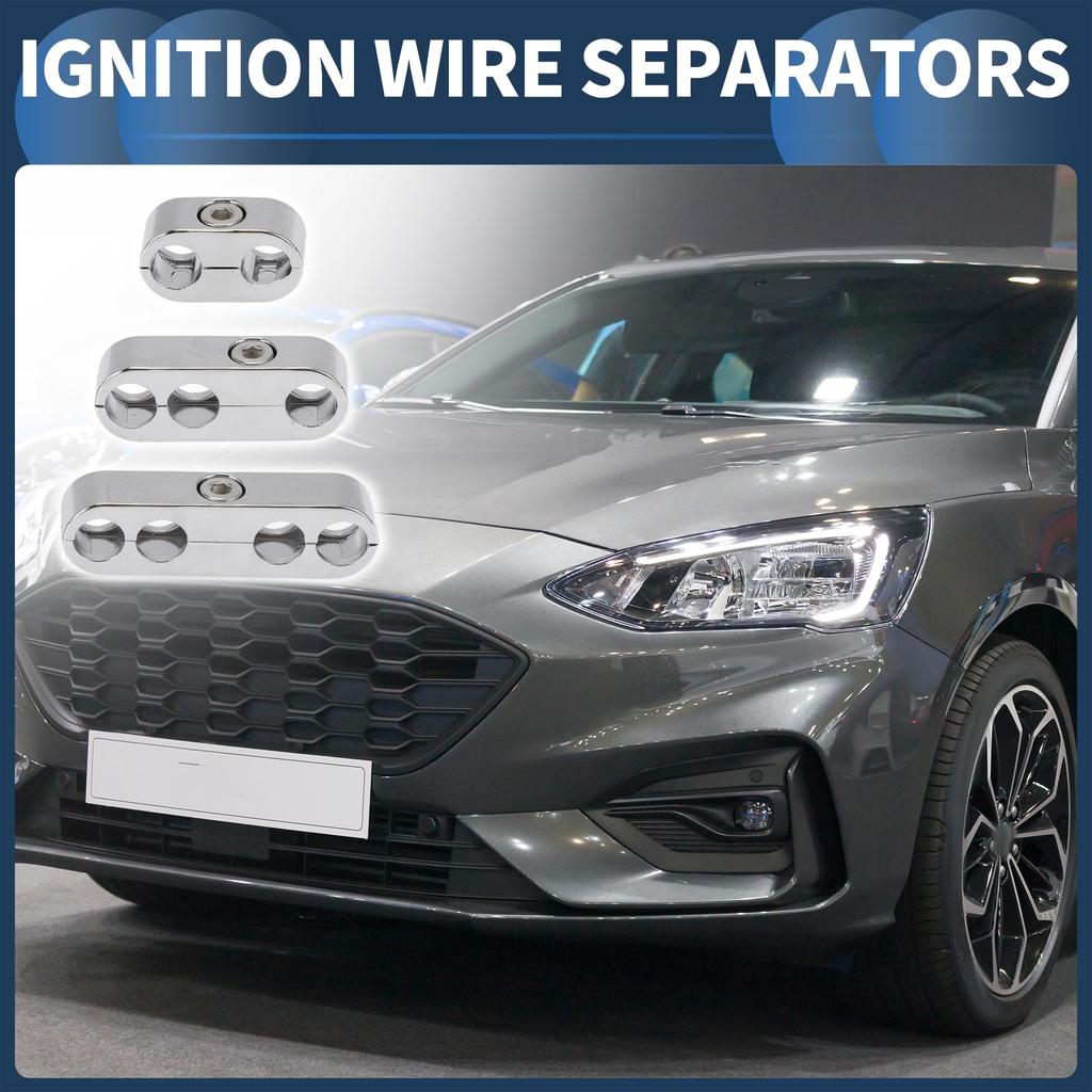 INFINAUTO Engine Spark Plug Separator Internal 7mm 8mm Ignition Wire Separator Holder for Chevrolet Ford Plastic Silver Tone 6pcs