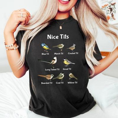 Ładne cycki Ptak Koszulka Obserwatorzy Ptaków Prezent Miłośnicy Malarstwa Stu Ptaków Dank Meme Uroczy Ptak Śmieszny Zwierzę Koszulka Unisex Dorosły