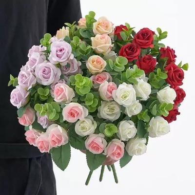 Handmade Eucalyptus Rose Wedding & Home Decor Small Artificial Flower Bouquet