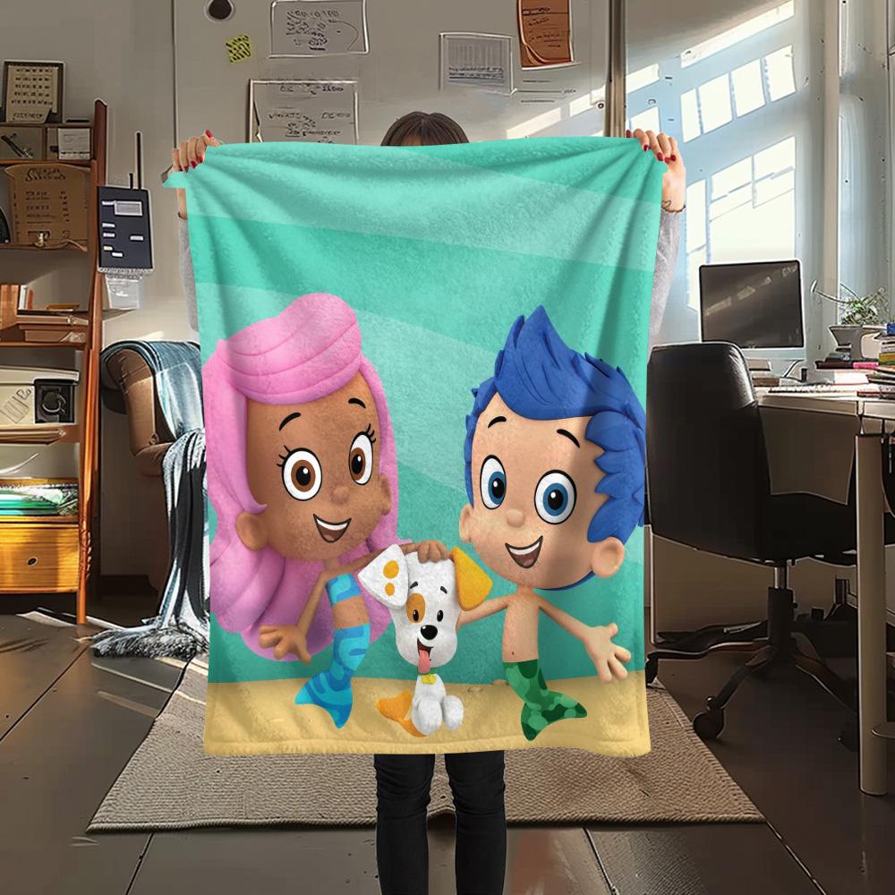 Bubble Guppies  Print Flannel Blanket, High Quality Comfortable for All Seasons, Home Decor, Warmth and Comfort