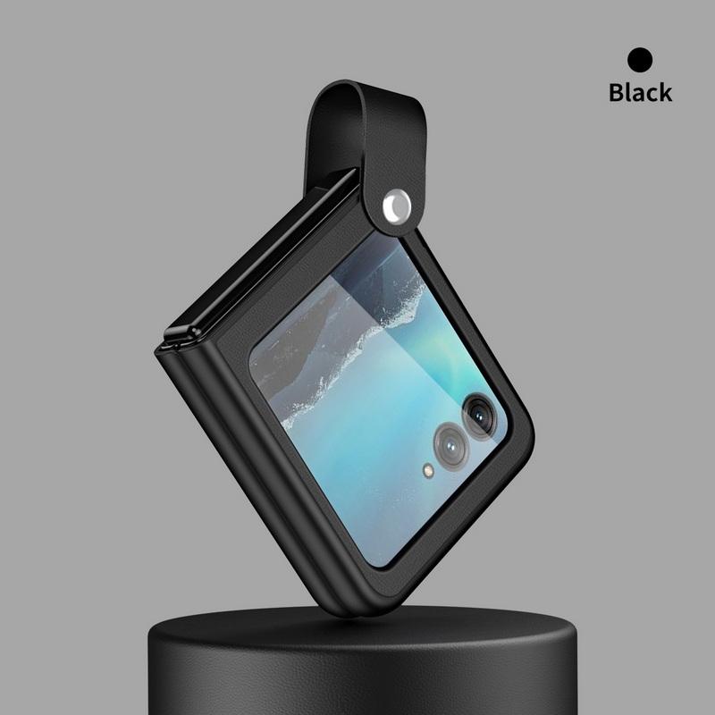 

4 цвета, простой кожаный складной чехол с ремешком для Moto Razr 40, ультра противоударный браслет, кронштейн для телефона, задняя крышка