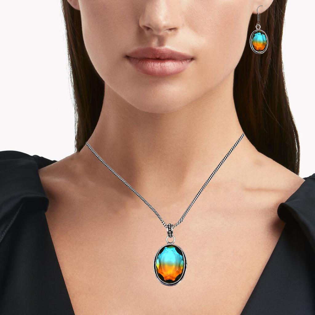 Tourmaline Set Gemstone Gift Wedding Party Bi-Color Pendant,Earring,Ring