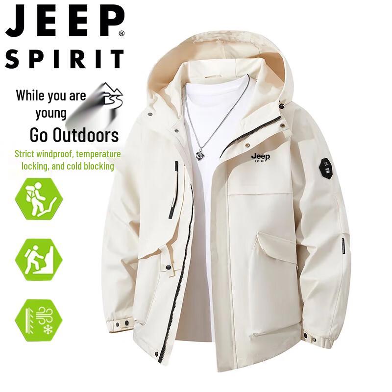 JEEP SPIRIT Herren Kapuzen-Outdoor-Windbreaker Jacke