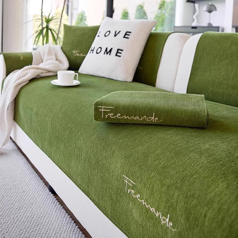 Chenier Sofa Cushion Non-Slip Four-Season Universal Seat Cushion Simple Modern New Green Sofa Cover Cloth Towel