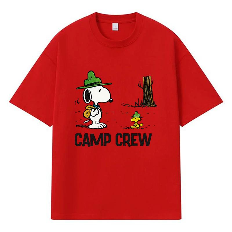 2026 Snoopy And Woodstock Printed Graphic Y2k Harajuku Streetwear 100% Cotton T Shirt Casual Oversized Summer Men T-shirt