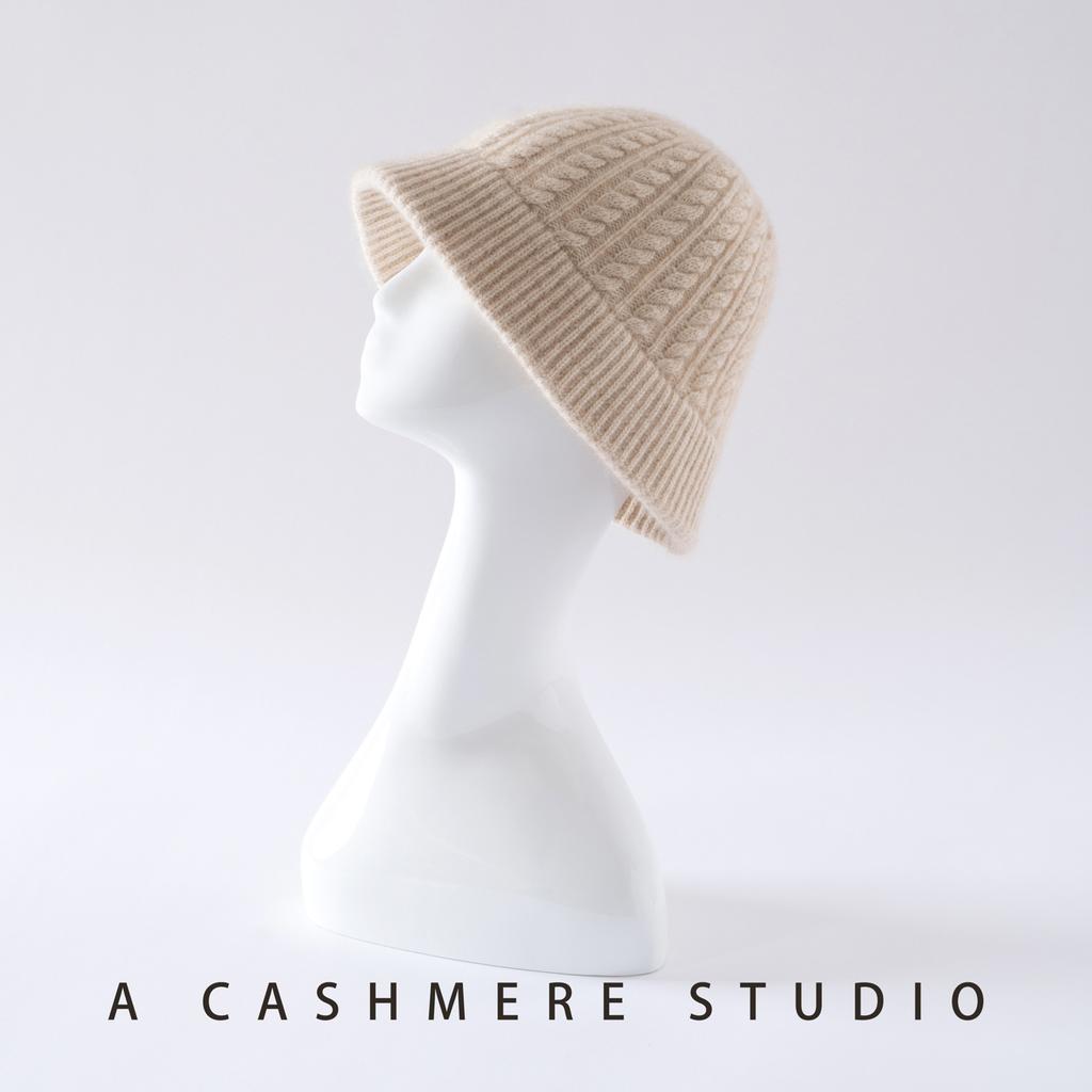 Knitted cashmere hat women's autumn and winter thickened bucket hat bucket hat basin hat single cold hat wool hat