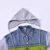 Trendy Plus Size Patchwork Denim Hoodie - Casual Loose Fit