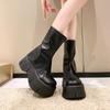 Mode Herbst Motorrad Damen Stiefeletten Street Goth Plateau Rock Chunky Heels Punk Designer Schuhe Ritter Kurze Stiefel Frau Winter