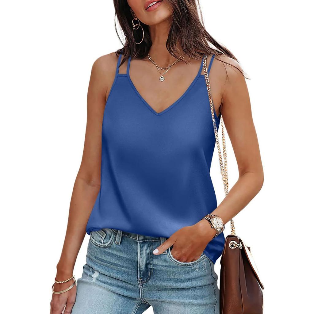 Summer Ladies Casual Solid Color Sleeveless Camisole T-Shirt Tops For Women