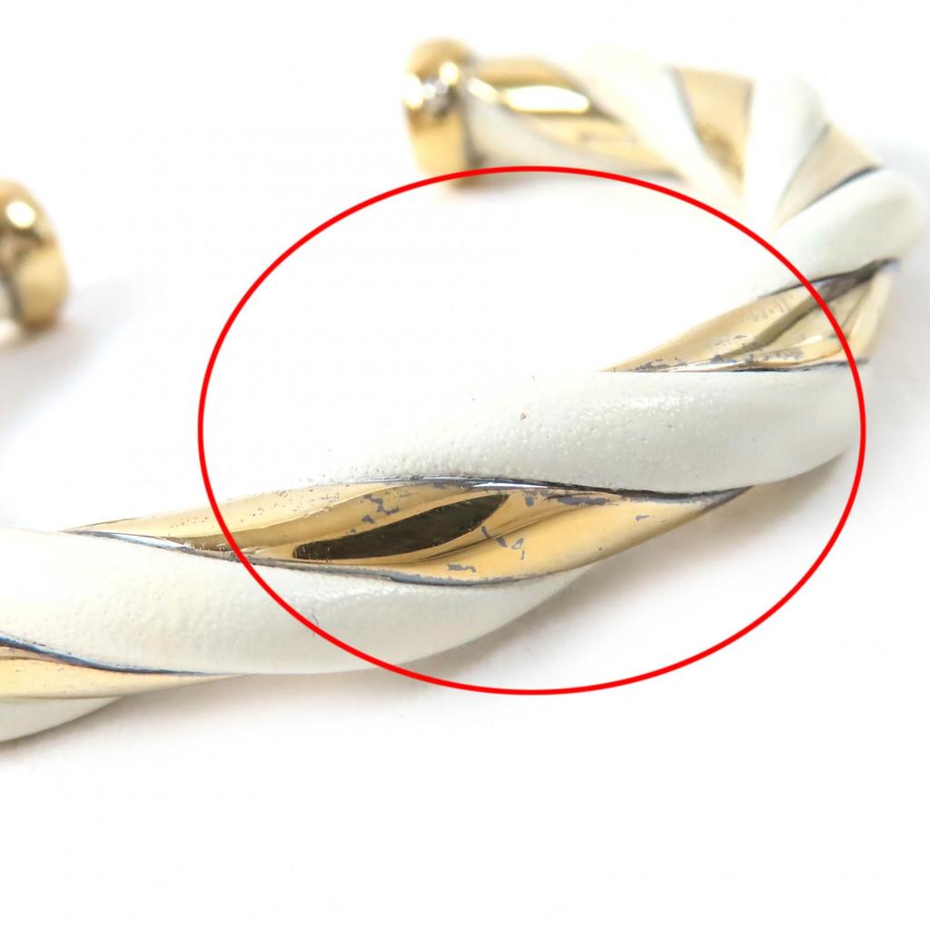 Very Good HERMES Bangle Twist Ivory Gold SV925 Women Used