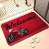 Cool Red Motorcycle Bathroom Mat, Super Water Absorbent Non-Slip Entryway Mat, Decorative Bedroom Rug for Home Decor