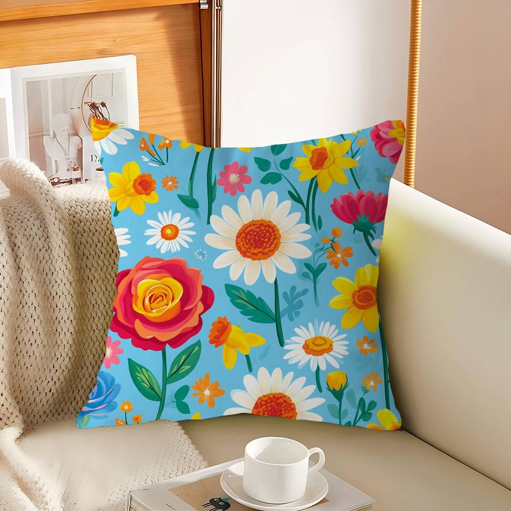 Cartoon Style Floral Pattern Pillowcases Home Bedding Decorative Pillow Cover Wedding Super Soft Pillow Case